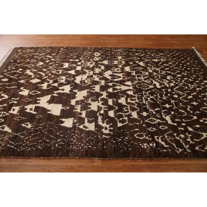 Tribal Moroccan Oriental Wool Area Rug Hand-knotted Office Carpet - 5'4" x 8'5"