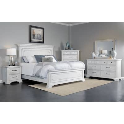 Clara Wood Panel Bed, White Mist