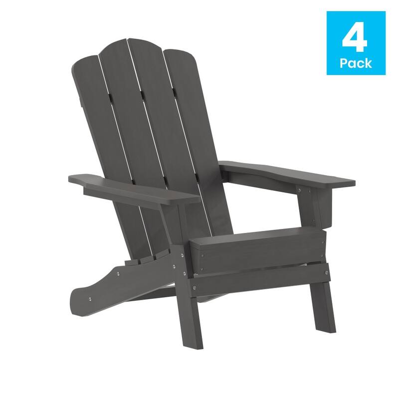 Set of 4 All-Weather Adirondack Chairs with Cupholders