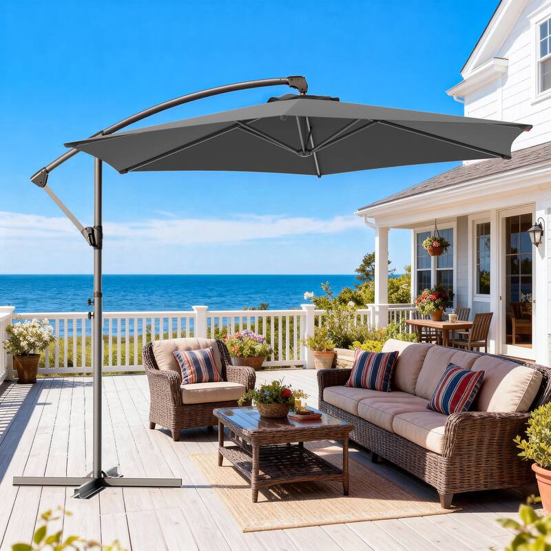 Outdoor 10FT Patio Offset umbrella for Garden - Dark Grey