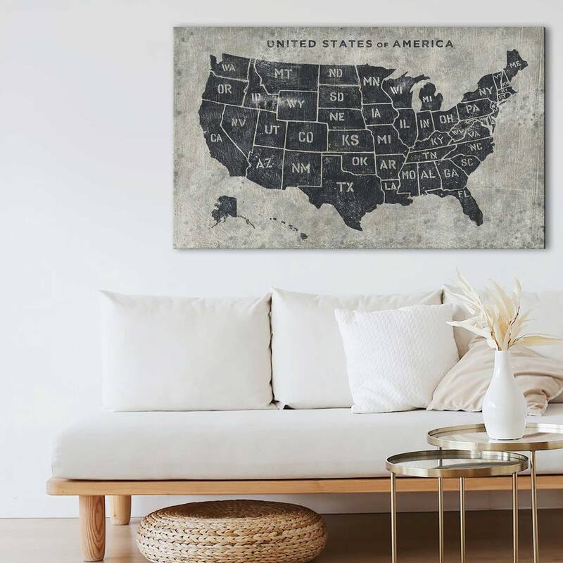 "Grunge USA Map" Print on Canvas