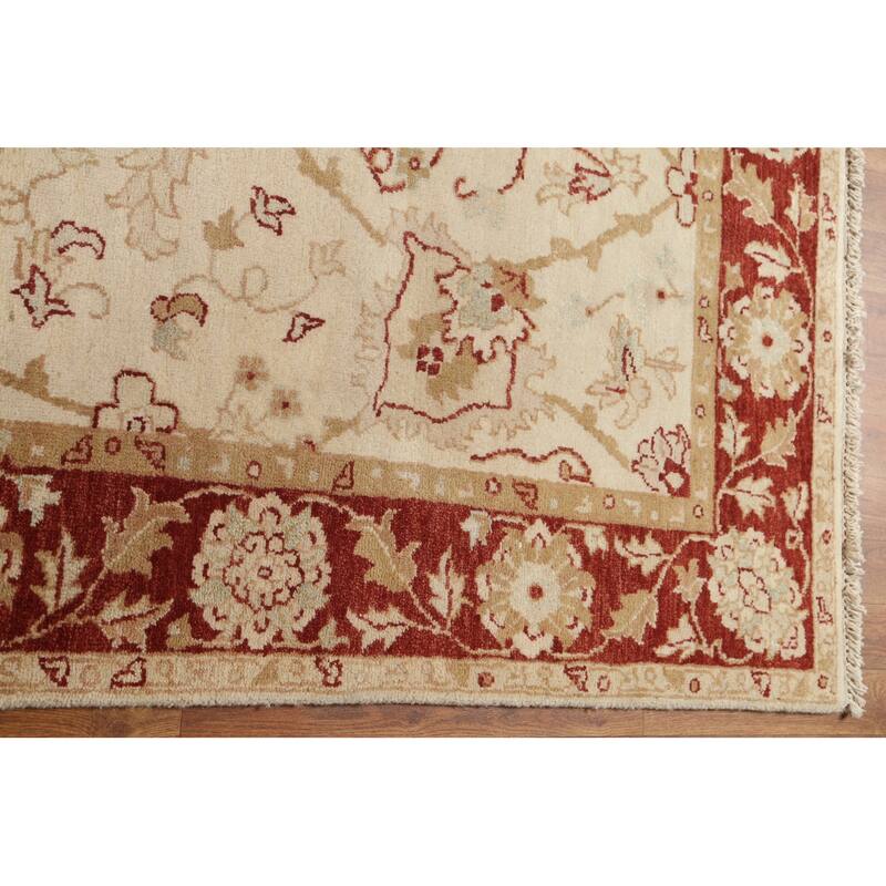 Hand Knotted Oriental 100% Wool Carpet Traditional Floral Beige & Ivories Chobi-Peshawar Area Rug - 11' 2'' X 5' 0''