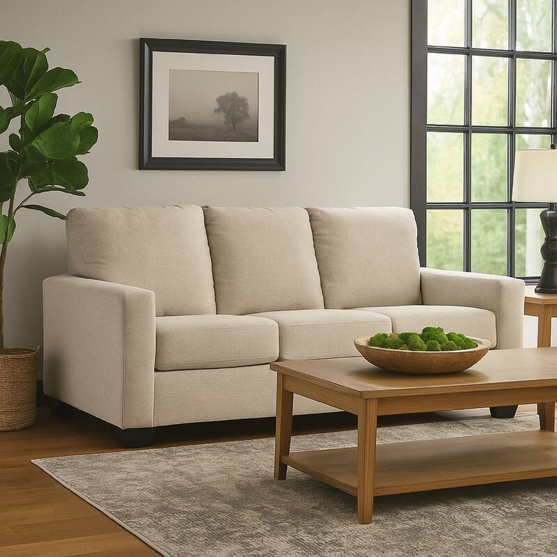Anise Sofa Sleeper with Full Size Pull Out Bed, Snow White Polyester