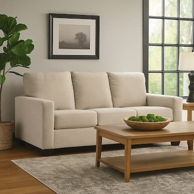 Anise Sofa Sleeper with Full Size Pull Out Bed, Snow White Polyester