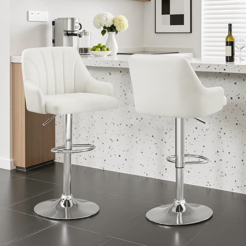 VECELO Adjustable Swivel Modern Bar Stool with Back Barstools Set of 2/ Barstools Set of 4