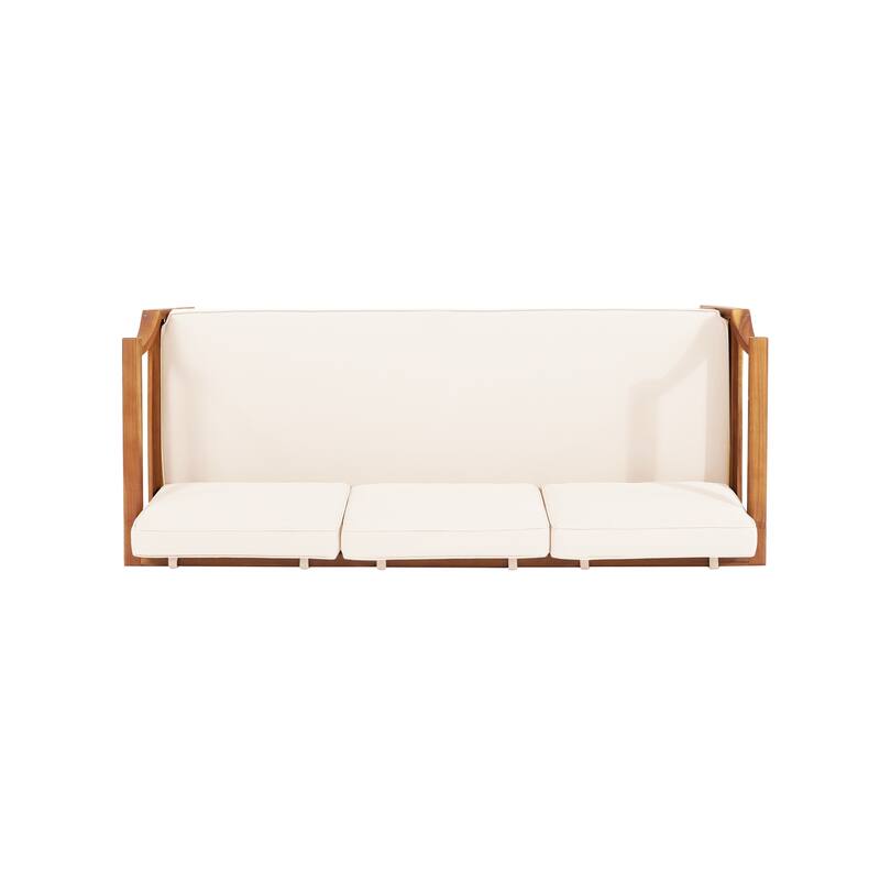 Aston Outdoor Acacia Wood 3 Seater Sofa by Christopher Knight Home