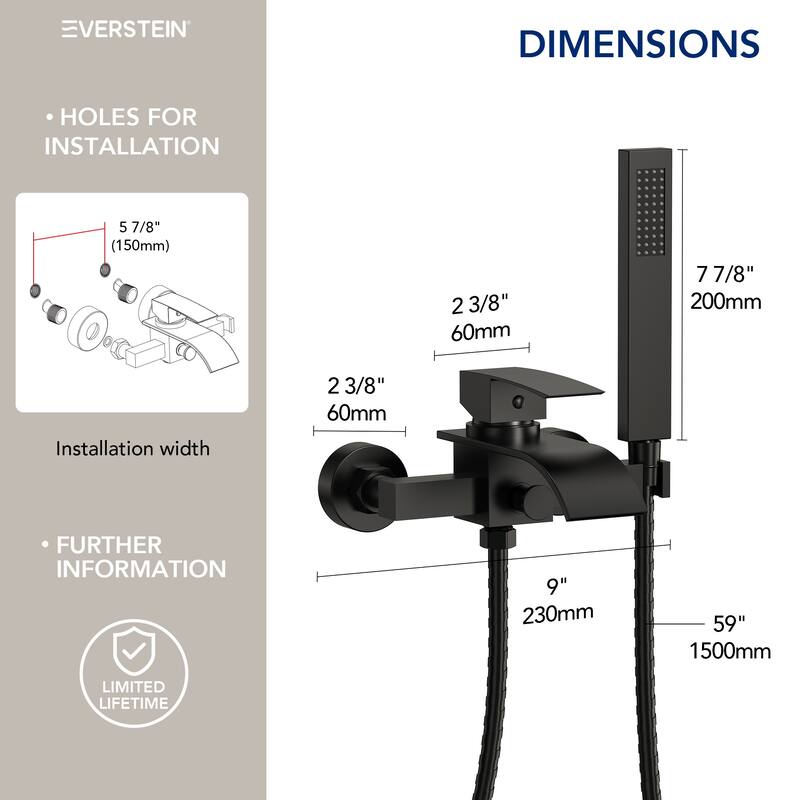 Single-Handle Wall Mount Tub Faucet with Handheld