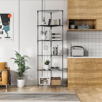 6 Tier Shelf Corner Wire Shelf Rack Pentagonal Shelves Adjustable Metal Heavy Duty Free Standing Corner Display Chrome Rack