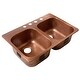 preview thumbnail 1 of 6, Santi Copper 33" Double Bowl Drop-In Kitchen Sink with 4 Holes - Right