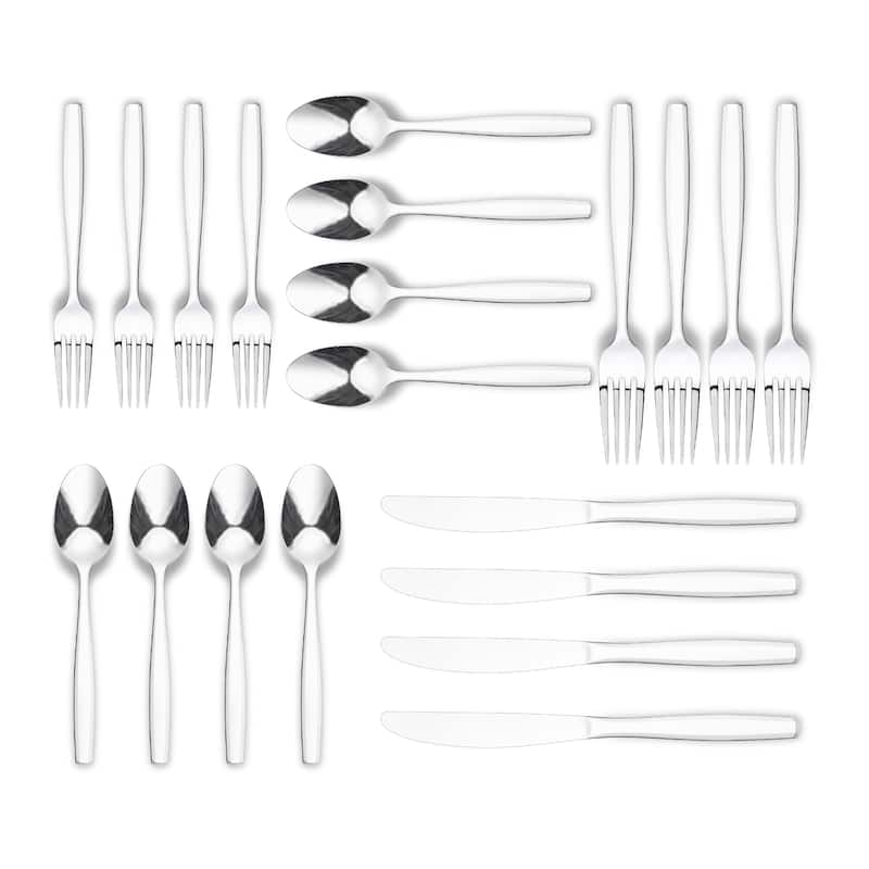 Ornative AMIAS 18/0 Stainless Steel 20 Pieces Flatware Set - 10.63" H x 6.69" W x 2.76" D