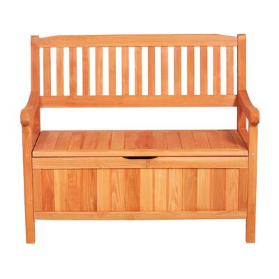 2-in-1 Wooden Patio Storage Bench with Pneumatic Rod and Deck Box Seat for Garden Pool Backyard - 42.9” × 23.03” × 35.5”