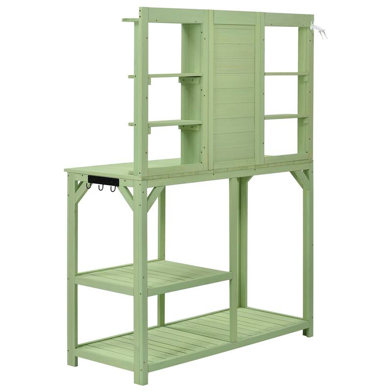 Wooden Outdoor Potting Table with 6-Tier Shelves