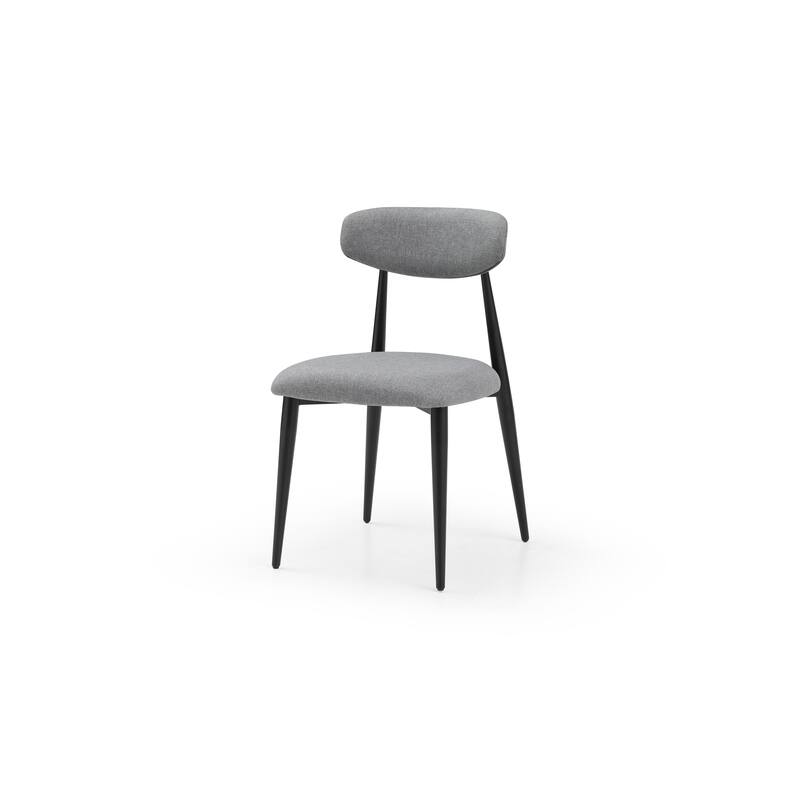 Modern Dining Chairs Set of 2, Curved Backrest Round Upholstered and Metal Frame