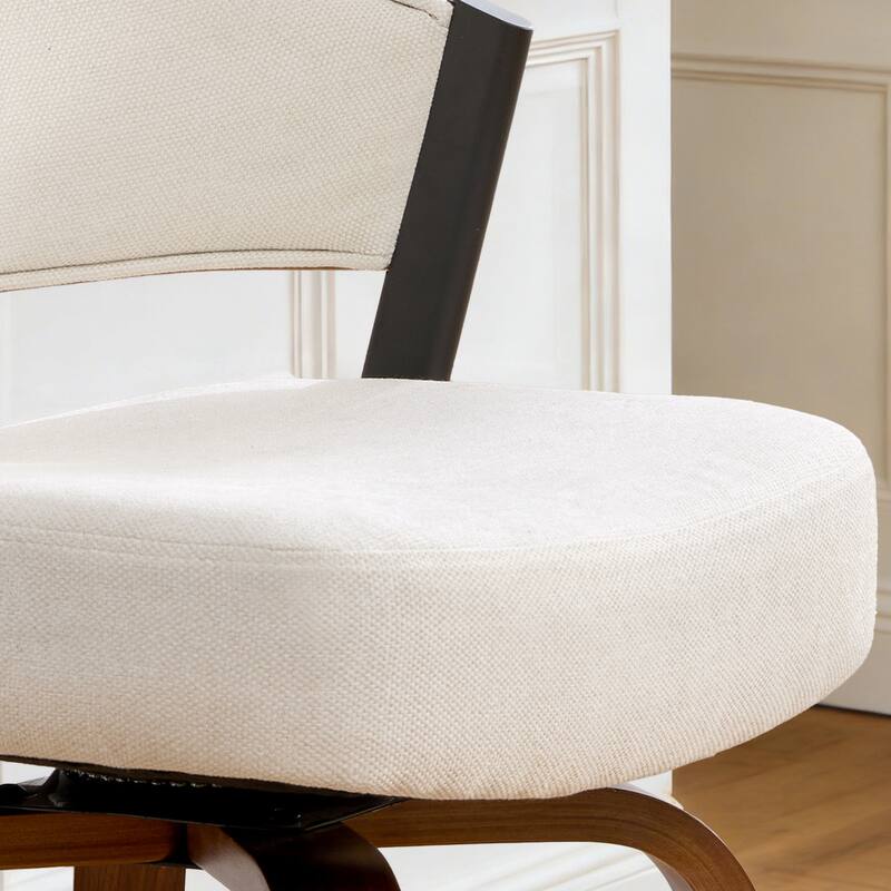 Upholstered Swivel Counter Height Bar Stool with Curved Back and Bentwood Frame - 37.2"H x 19.1"W x 20.5"D