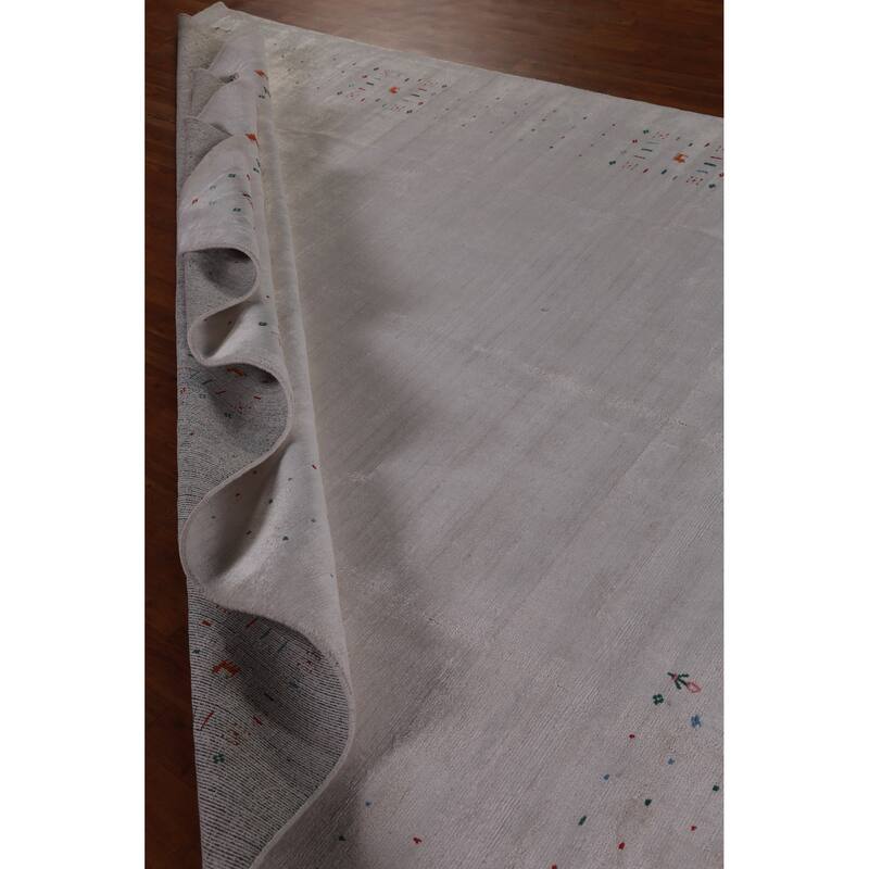 Hand Knotted Oriental 100% Wool Carpet Tribal Tribal Greys & Charcoal Gabbeh Area Rug - 9' 11'' X 8' 1''