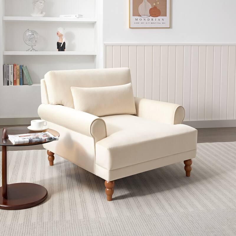 Accent chair, Elegant Circular Armrests, Ergonomic Lumbar Support, Vintage Roman Column Legs, for Living room,Bedroom