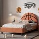 preview thumbnail 2 of 6, Basketball Upholstered Twin Bed, Sports Bed for Kids & Teens, No Box Spring Needed, Orange