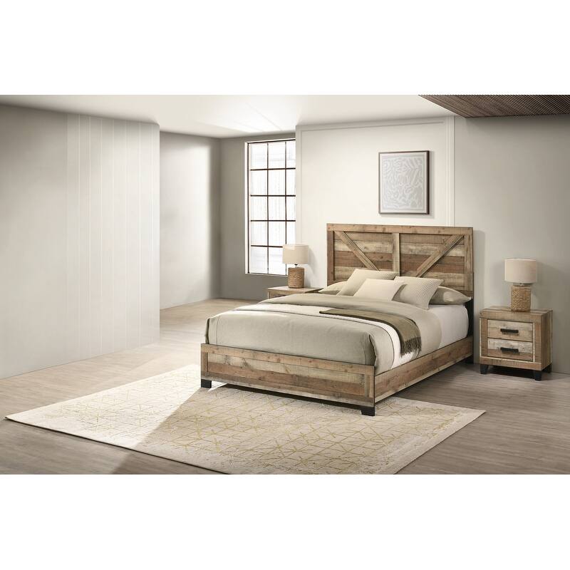 Best Quality Weathered Brown Panel Bedroom Sets - Weathered Brown Pine - Eastern King - 2 Piece