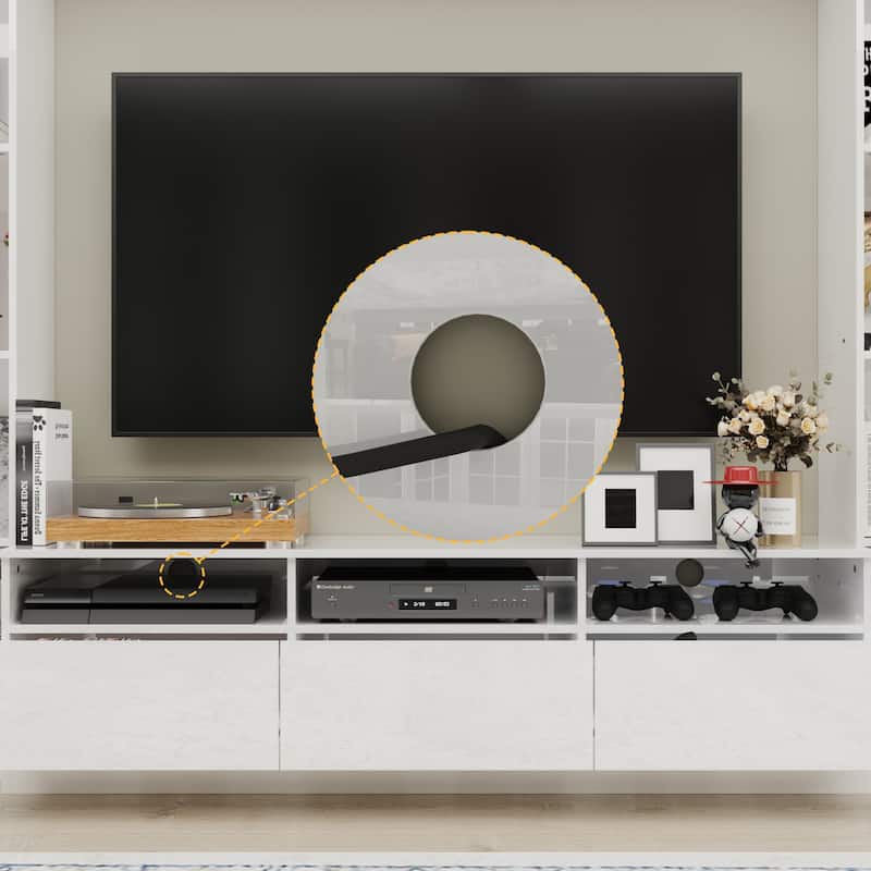 Glossy Entertainment Center TV Media Center Wall Storage Cabinet - 94.5"X78.7"