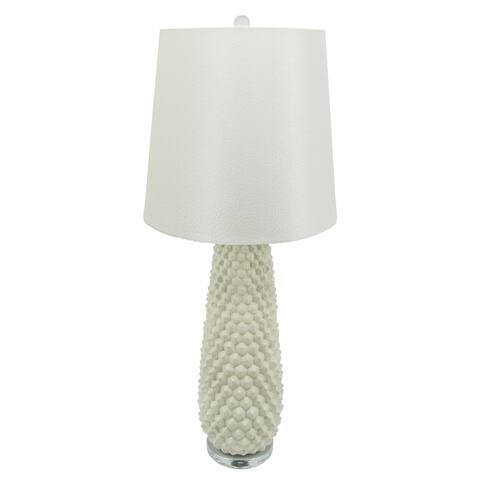 Ceramic 37.75" Beaded Table Lamp, Off White 37.75"H - 15.0" x 15.0" x 37.75"