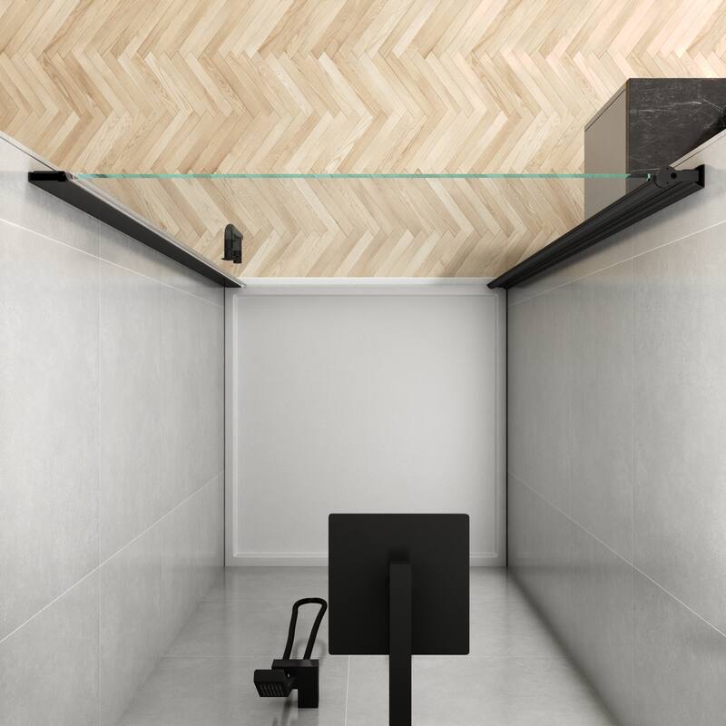 TOOLKISS Pivot Swing Frameless Shower Door with Safey Clear Glass