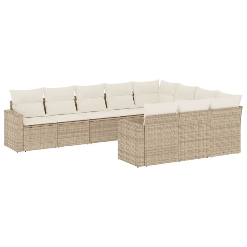 vidaXL Patio Sofa Set with Cushions Outdoor Conversation Furniture Poly Rattan