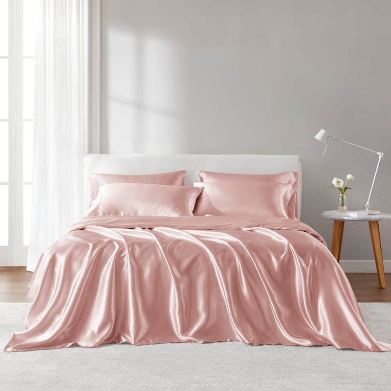Madison Park Essentials Satin Luxury 6 PC Sheet Set - Cal King - Blush
