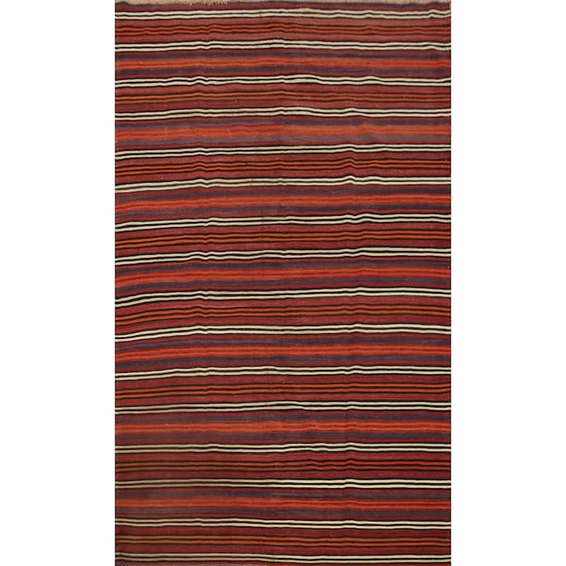 Hand Woven Oriental 100% Wool Carpet Southwestern Geometric Red Kilim Area Rug - 7' 11'' X 5' 0''