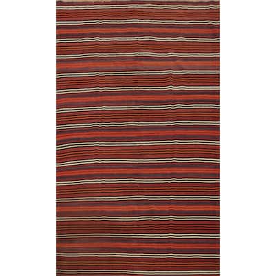 Hand Woven Oriental 100% Wool Carpet Southwestern Geometric Red Kilim Area Rug - 7' 11'' X 5' 0''