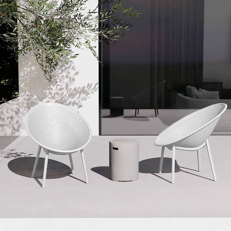 Set of 2 Modern Plastic Lounge Chair Plastic Legs with Polka Dots Spot Breathable for Patio Indoor Outdoor Use