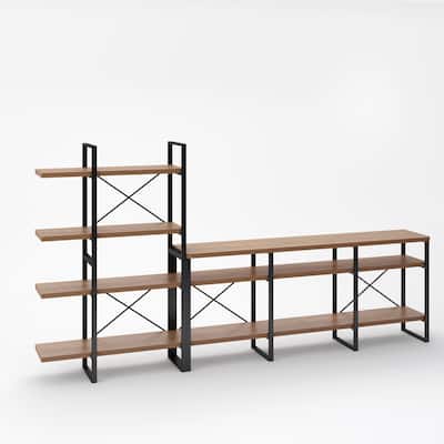 Davee JD Walnut Entertainment Center TV Stand for TVs up to 78" - 106.3*13.78*56.69 inches