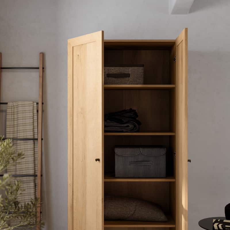 Prepac Yaletown 72" Tall Storage Cabinet with Wood Legs, Pantry Cabinet with 3 Adjustable Shelves - 32" W x 72" H x 16" D