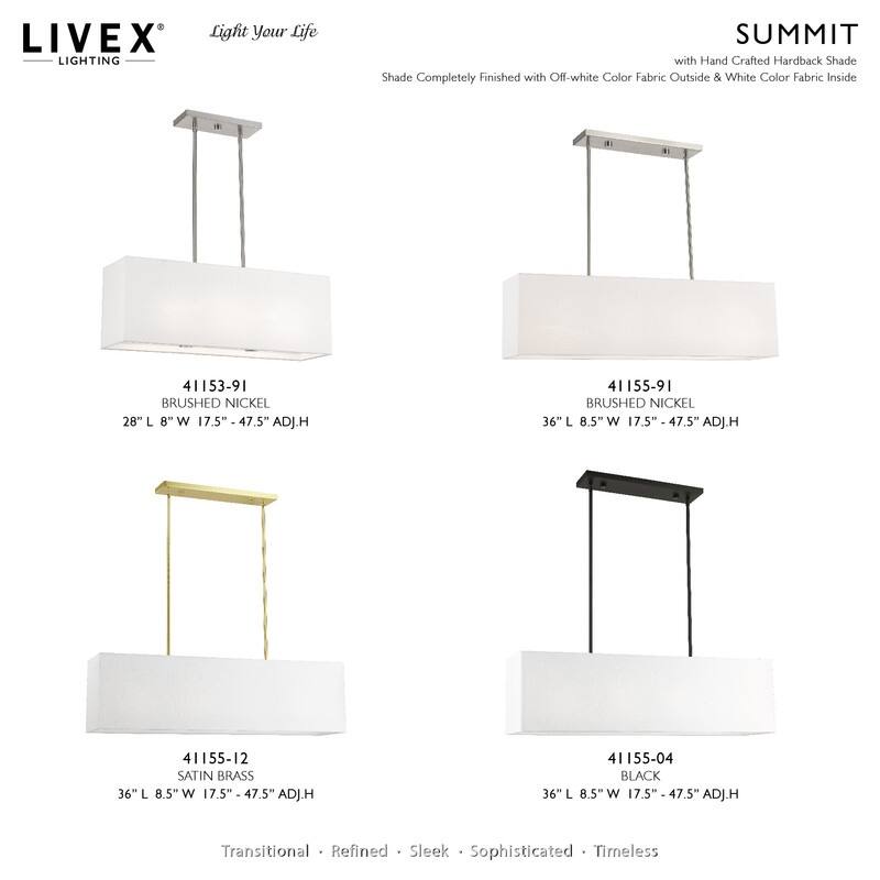 Livex Lighting 4-light Brushed Nickel Indoor Chandelier, 41155-91 - 36" L X 8.5" W X 11.5" - 47.5" ADJ H