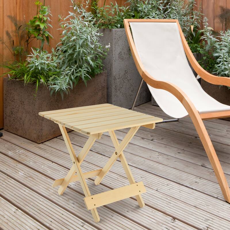 Folding Square table Patio Outdoor solid wood table for Backyard, Balcony, Portable Design Space