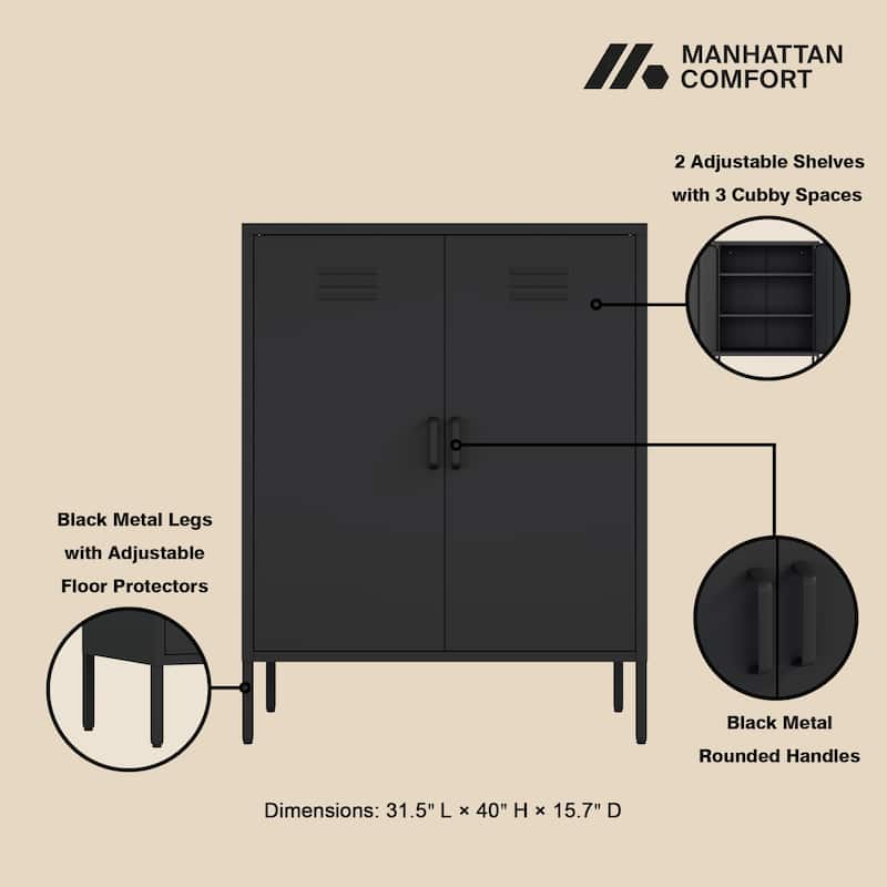 Manhattan Comfort Naomi 2-Piece Metal Storage Cabinets