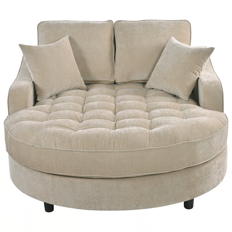 55" Modern Chaise Lounge Sofa Bed Upholstered Sofa Couch with Seat and Detachable Pillows for Living Room