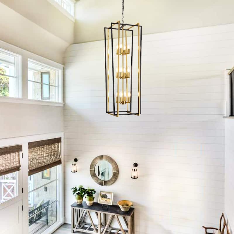 Modern Rectangle Chandelier Lantern Pendant Light Fixture