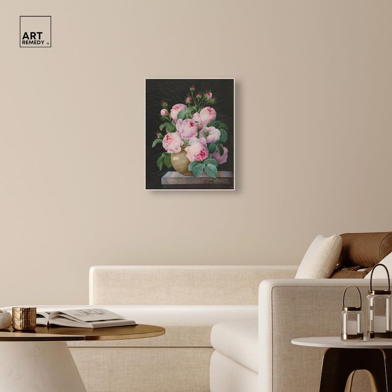 Pink Roses in a Vase Canvas by Art Remedy