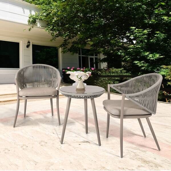 Nuu Garden 3 Piece Patio Furniture Bistro Set With Coffee Cushions Overstock 31946060