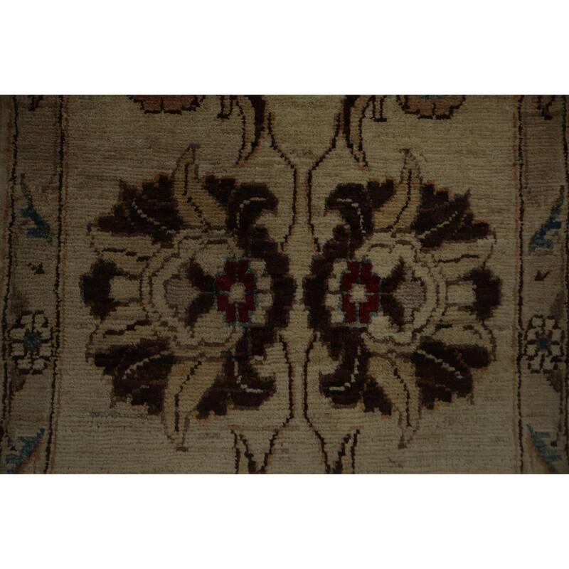 Hand Knotted Oriental 100% Wool Carpet Traditional Floral Beige & Ivories Peshawar Area Rug - 2' 11'' X 1' 10''