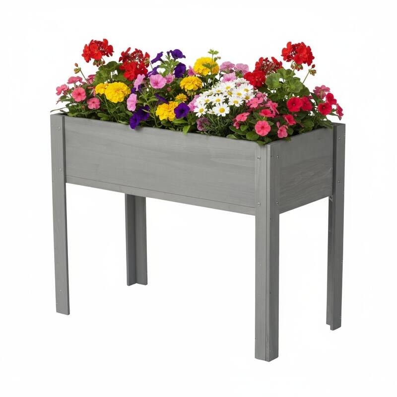 Natural Elevated Planter Box for Outdoor Use with Eco-Friendly Finish