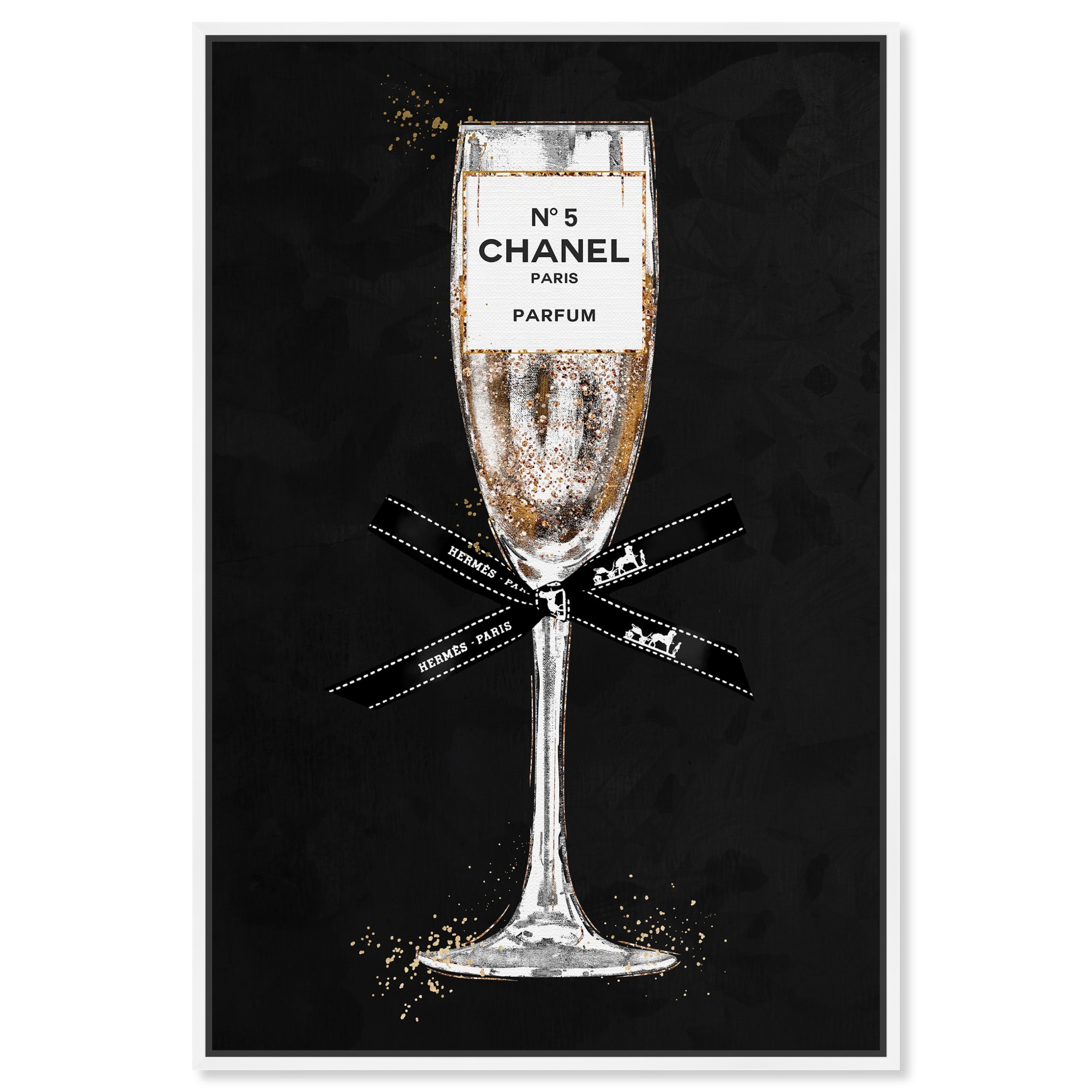 Oliver Gal 'Glam Bubbly Champagne Perfume Ribbon Noir' Wall Art Canvas -  Bed Bath & Beyond - 33003915