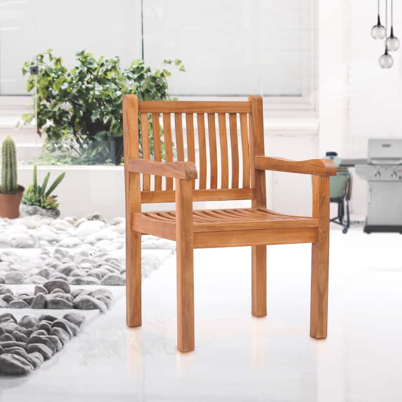 Chic Teak Elzas Teak Wood Indoor/ Outdoor Dining Arm Chair