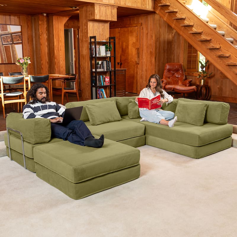 Jaxx Unsofa Modular Convertible Sectional Sofa with Fold Out King Sleeper Bed