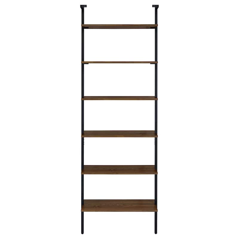 Owens 31-Inch 6-Shelf Wall Bookshelf Walnut