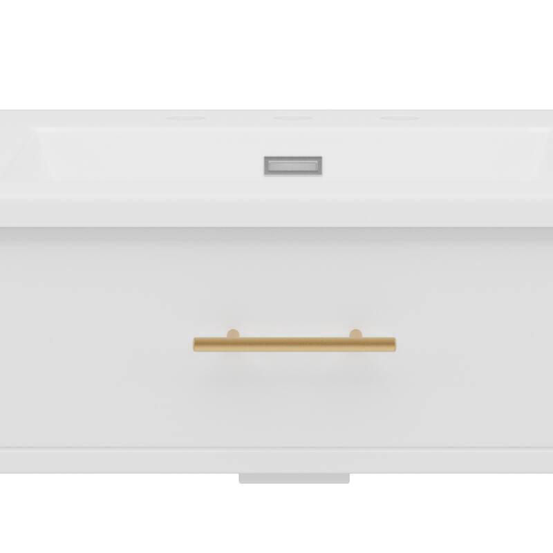 Bathroom Vanity with Ceramic Sink, Wooden Bathroom Storage Cabinet, Bathroom Cabinet with Soft Close Doors & Adjustable Shelf