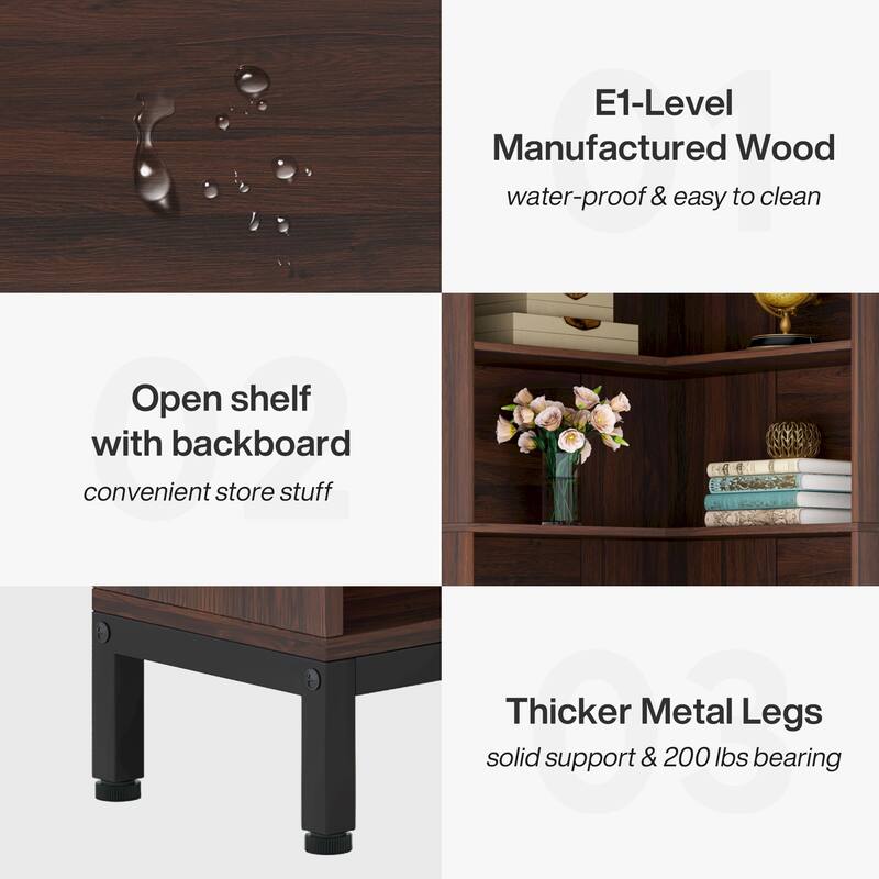 71 Inches Corner Bookcase, 6-Tiers L-Shaped Bookshelf Display Shelf