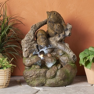 Callan Outdoor Outdoor Bear Family Fountain by Christopher Knight Home