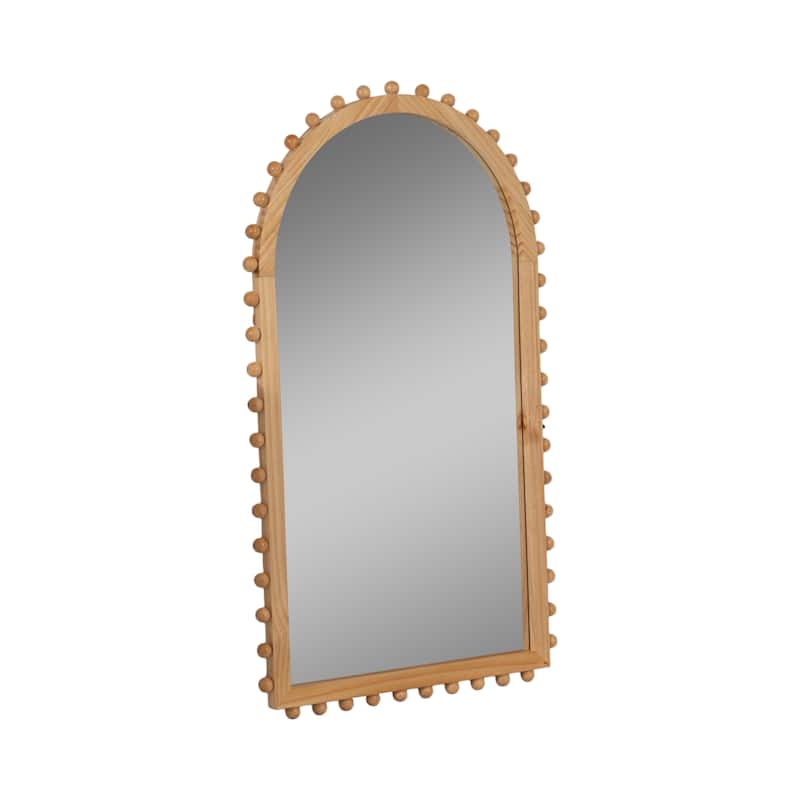 Sagebrook Home Wood, Beaded Arch Mirror, Arch, Solid Color, Quazt and Pine wood Mirror