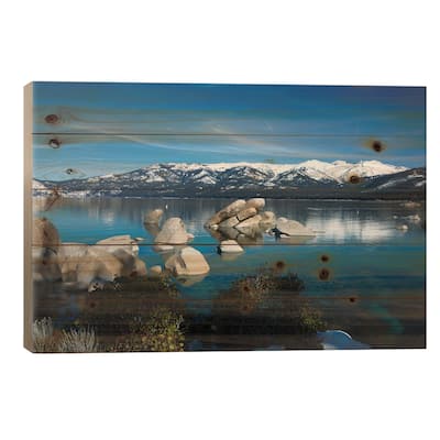 Rocks In A Lake, Lake Tahoe, California, USA IV Print On Wood by Panoramic Images - Multi-Color
